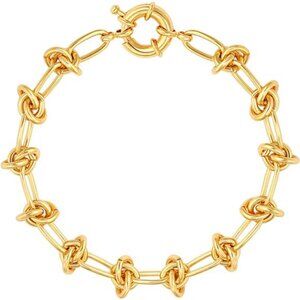 18K Gold Knot Link Chain Bracelet – Chunky Gold Plated Bracelet for Women